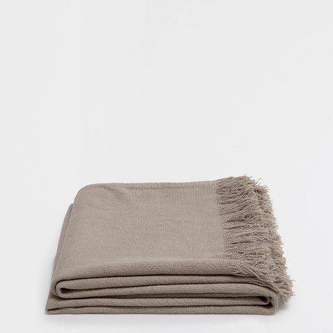 COPERTA LINO TINTA UNITA FRANGE COLOR VISONE - vari colori prezzo 89,99 euro