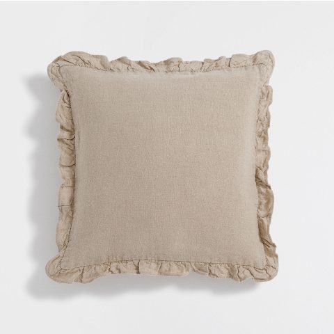 FEDERA DA CUSCINO LINO COLORE NATURALE VOLANT - 40X40 cm prezzo 12,99 euro + imbottitura 3,99 euro