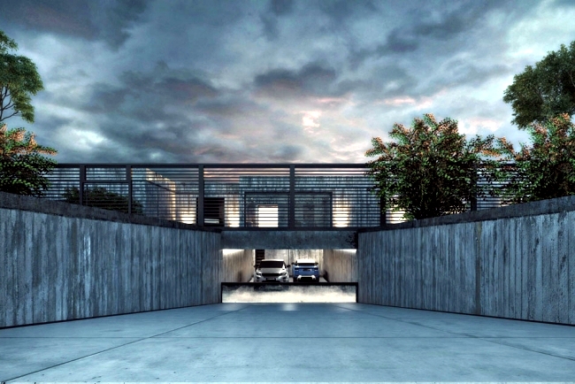 Modern house with a lot of exposed concrete - not so attractive, but very cool