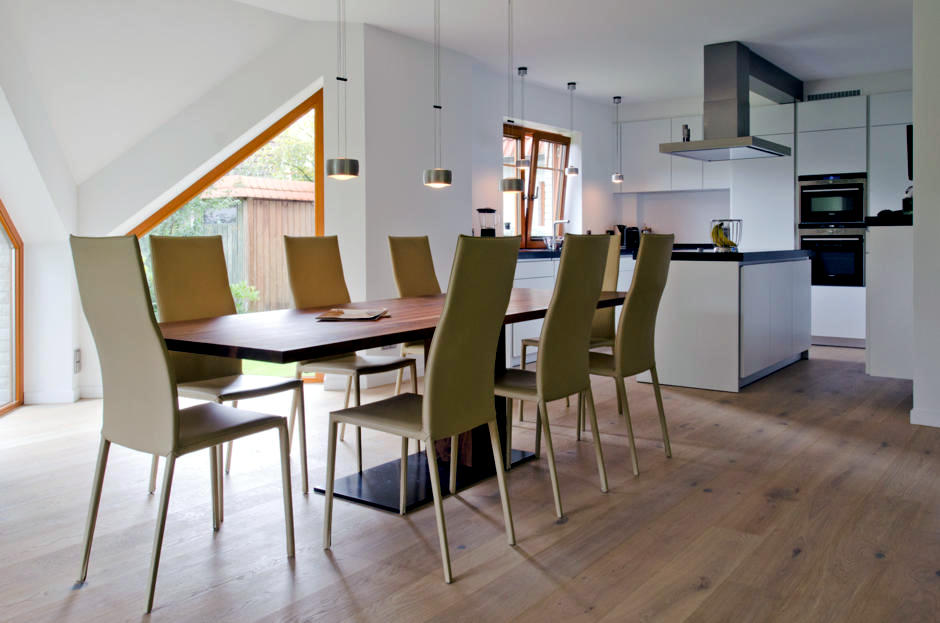 dining table in open kitchen