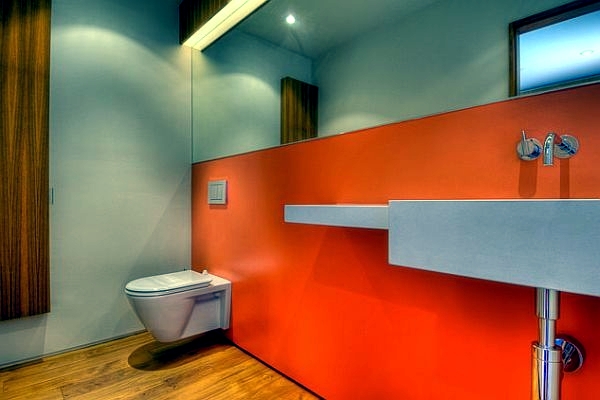 Regards orange bathroom design and increase the comfort factor