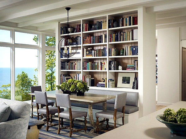 living room wall decor with library