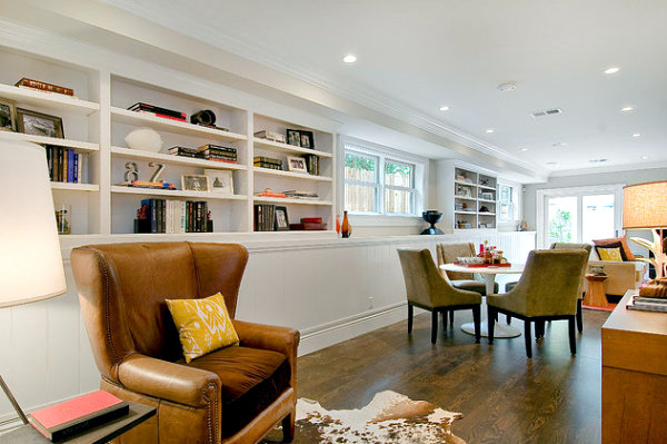 Organize and focus on internal library wall shelf in the living room ...