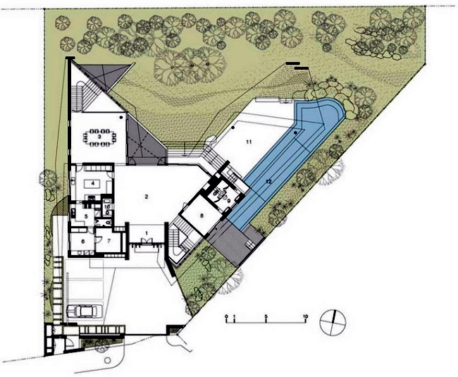 Modern House In Singapore With Trapezoid Shape On A Triangular Plot Interior Design Ideas